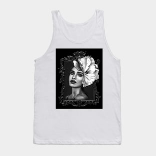 White flower Ladies Fine Art HomeDecor Wall Art Digital Prints Artwork Illustration Fine Tank Top